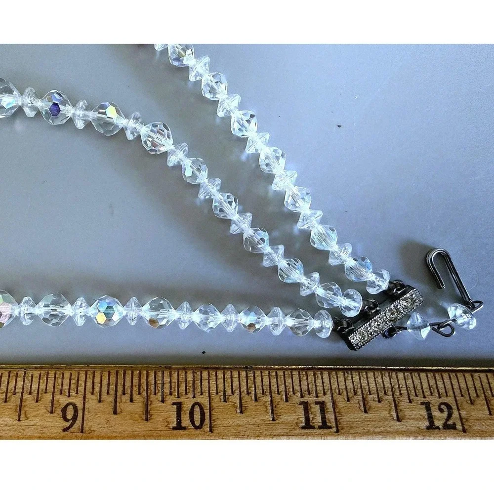 AB Glass Sugar Bead Multi‑Strand Necklace Vintage Sparkle 12